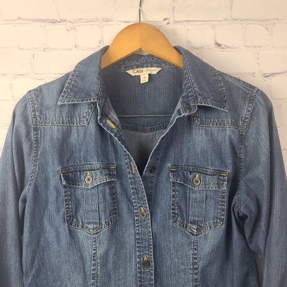 CAbi Tops - CAbi Denim Chambray Long-sleeved Button-Up # 970 Blue Med.